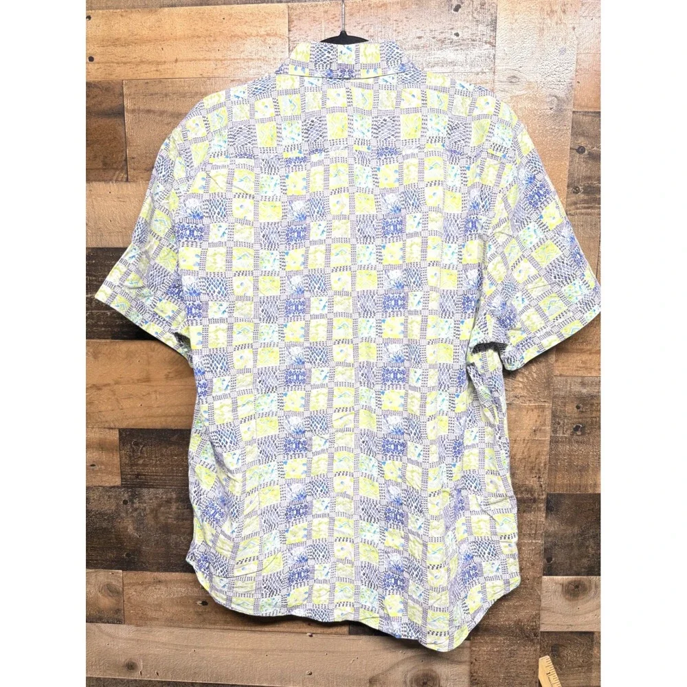Robert Graham Modern Americana Shirt Mens 3XL Tailored Fit Patchwork Blue Green